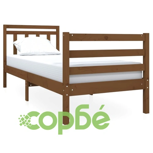 Рамка за легло меденокафява 75x190 см Small Single дърво масив ➤ топ цена ➤ sorbe.bg