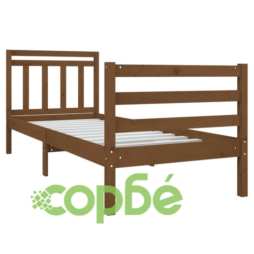 Рамка за легло меденокафява 75x190 см Small Single дърво масив ➤ топ цена ➤ sorbe.bg