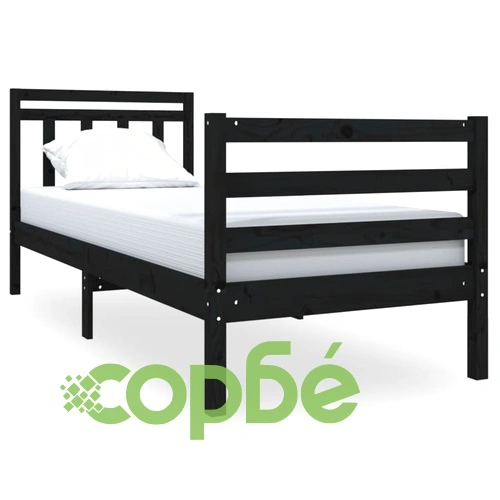 рамка за легло черна 75x190 см Small Single дърво масив ➤ топ цена ➤ sorbe.bg