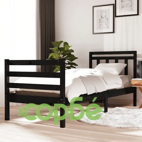 рамка за легло черна 75x190 см Small Single дърво масив ➤ топ цена ➤ sorbe.bg