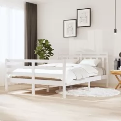 Рамка за легло, бяла, масивно дърво, 135x190 см, 4FT6 Double