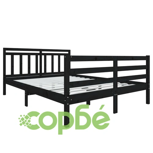 рамка за легло черно 135x190 см Double масивно дърво ➤ топ цена ➤ sorbe.bg