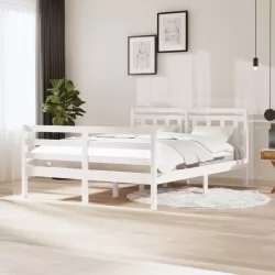 Рамка за легло, бяла, масивно дърво, 140х200 см