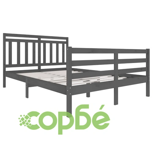 Рамка за легло, сива, масивно дърво, 140х200 см ➤ топ цена ➤ sorbe.bg
