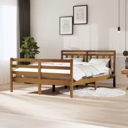 Рамка за легло, меденокафява, масивно дърво, 140х200 см
