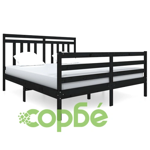 Рамка за легло, черна, масивно дърво, 140х200 см ➤ топ цена ➤ sorbe.bg