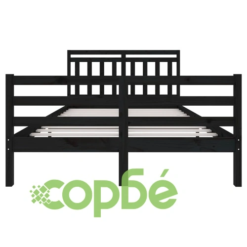 Рамка за легло, черна, масивно дърво, 140х200 см ➤ топ цена ➤ sorbe.bg