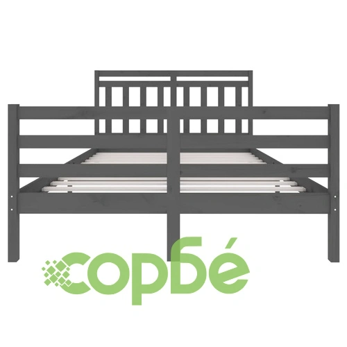 рамка за легло сиво 150x200 см King Size масивно дърво ➤ топ цена ➤ sorbe.bg
