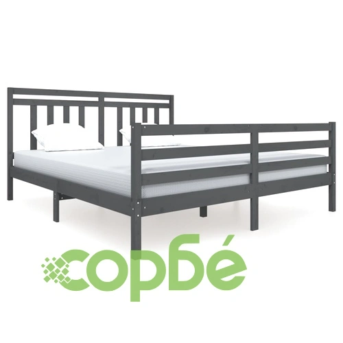Рамка за легло сива 180x200 см Super King дърво масив ➤ топ цена ➤ sorbe.bg