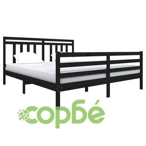 рамка за легло черна 180x200 см Super King дърво масив ➤ топ цена ➤ sorbe.bg