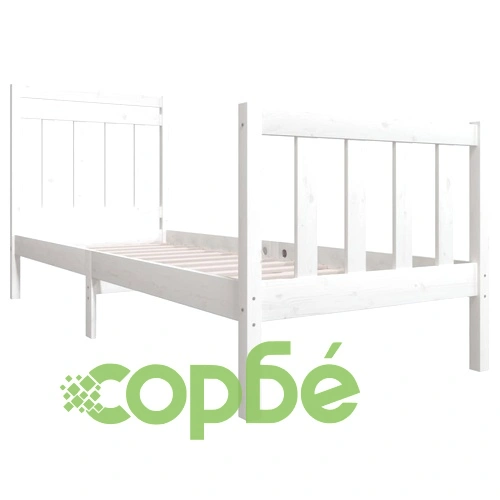 рамка за легло бяла 75x190 см Small Single дърво масив ➤ топ цена ➤ sorbe.bg