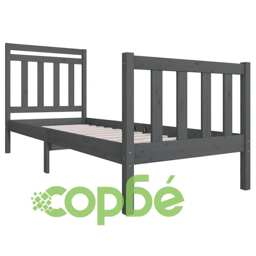 рамка за легло сива 75x190 см Small Single дърво масив ➤ топ цена ➤ sorbe.bg