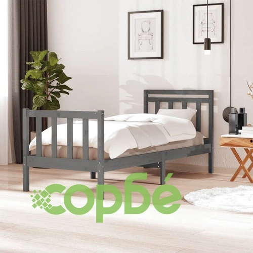 рамка за легло сива 75x190 см Small Single дърво масив ➤ топ цена ➤ sorbe.bg