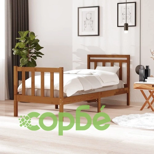 Рамка за легло меденокафява 75x190 см Small Single дърво масив ➤ топ цена ➤ sorbe.bg