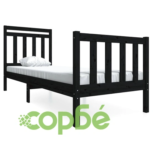 рамка за легло черна 75x190 см Small Single дърво масив ➤ топ цена ➤ sorbe.bg