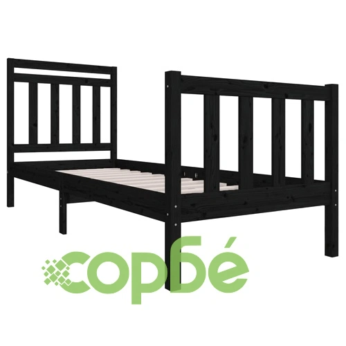 рамка за легло черна 75x190 см Small Single дърво масив ➤ топ цена ➤ sorbe.bg