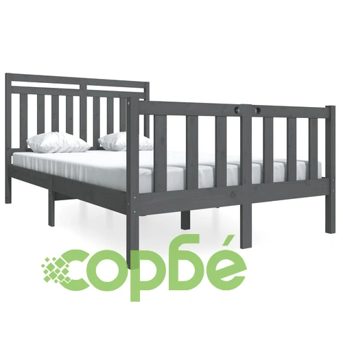Рамка за легло, сива, 120x190 см, Small Double, бор масив ➤ топ цена ➤ sorbe.bg