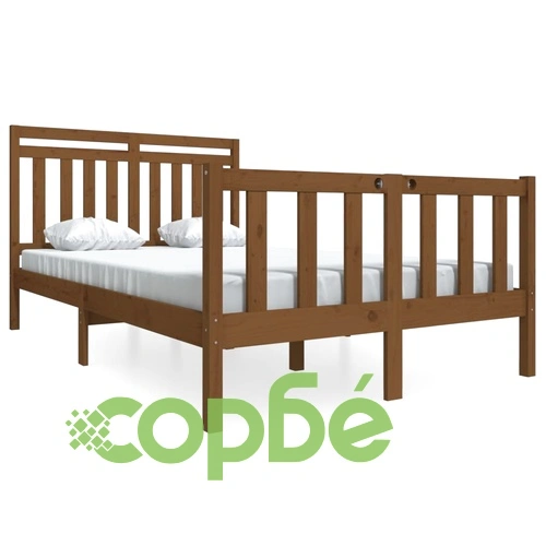 Рамка за легло меденокафяво 135x190 см Double масивно дърво ➤ топ цена ➤ sorbe.bg