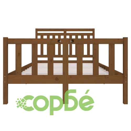 Рамка за легло меденокафяво 135x190 см Double масивно дърво ➤ топ цена ➤ sorbe.bg