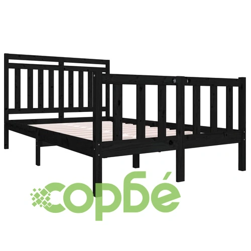Рамка за легло, черна, масивно дърво, 140х190 см ➤ топ цена ➤ sorbe.bg