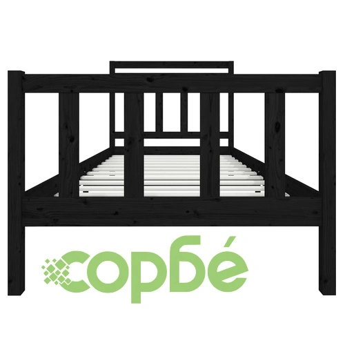 Рамка за легло, черна, масивно дърво, 100х200 см ➤ топ цена ➤ sorbe.bg
