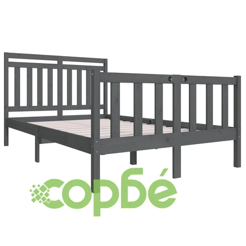 Рамка за легло, сива, масивно дърво, 120х200 см ➤ топ цена ➤ sorbe.bg