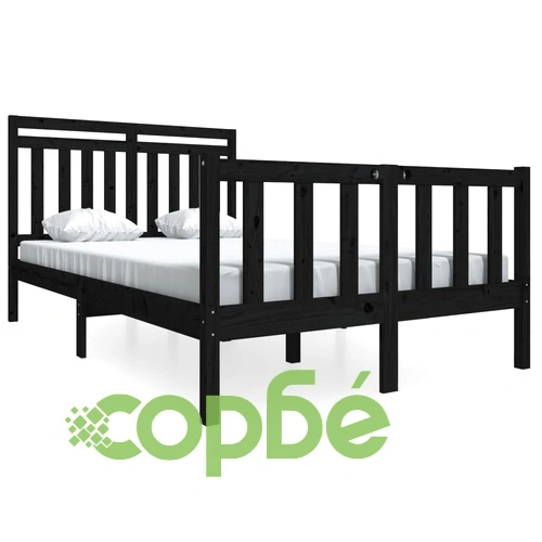 Рамка за легло, черна, масивно дърво, 140х200 см ➤ топ цена ➤ sorbe.bg