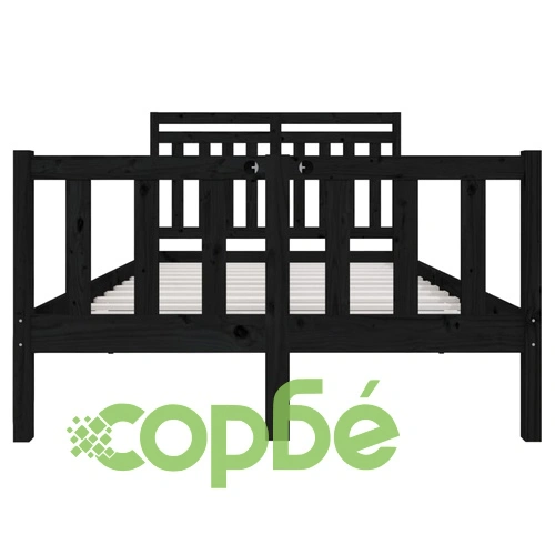 Рамка за легло, черна, масивно дърво, 140х200 см ➤ топ цена ➤ sorbe.bg