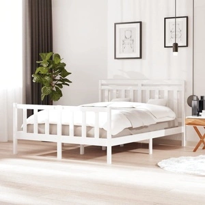 рамка за легло бяло 150x200 см King Size масивно дърво