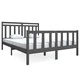 рамка за легло сиво 150x200 см King Size масивно дърво