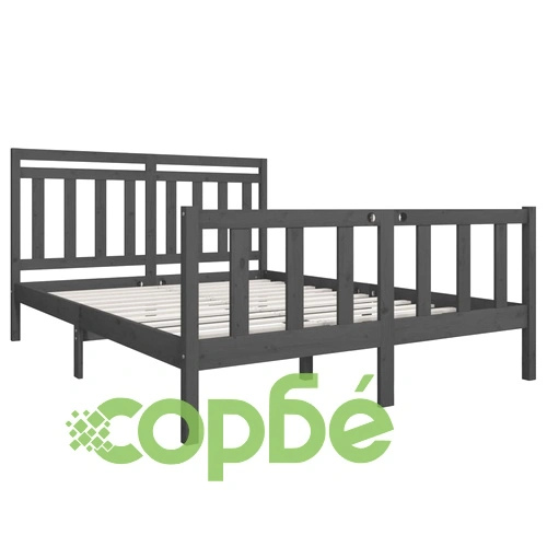 рамка за легло сиво 150x200 см King Size масивно дърво ➤ топ цена ➤ sorbe.bg