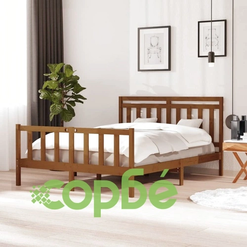 Рамка за легло меденокафяво 150x200 cм King Size дърво масив ➤ топ цена ➤ sorbe.bg