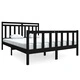 рамка за легло черно 150x200 см King Size масивно дърво