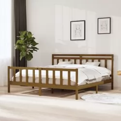 Рамка за легло, меденокафява, масивно дърво, 200x200 см