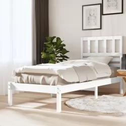 Рамка за легло, бяла, борово дърво масив, 90х200 см