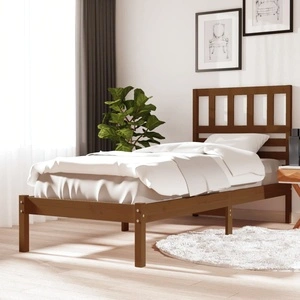 Рамка за легло, меденокафява, борово дърво масив, 90x200 см