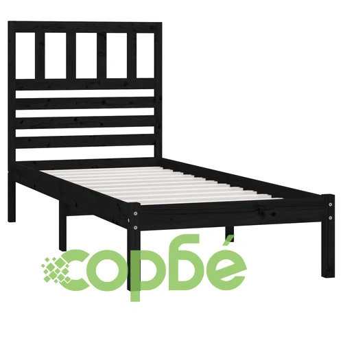 Рамка за легло, черна, борово дърво масив, 90х200 см ➤ топ цена ➤ sorbe.bg