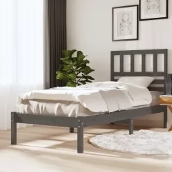 Рамка за легло, сива, борово дърво масив, 100х200 см