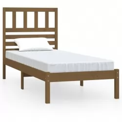 Рамка за легло, меденокафява, борово дърво масив, 100x200 см