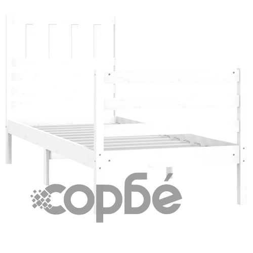 рамка за легло бяло 90x190 см Small Single дърво масив ➤ топ цена ➤ sorbe.bg