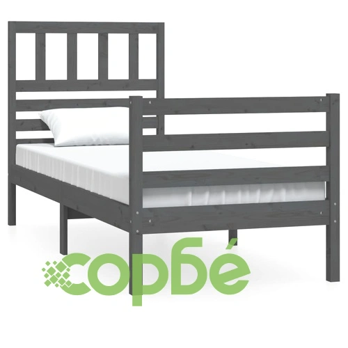 Рамка за легло, сива, масивно дърво, 90х200 см ➤ топ цена ➤ sorbe.bg