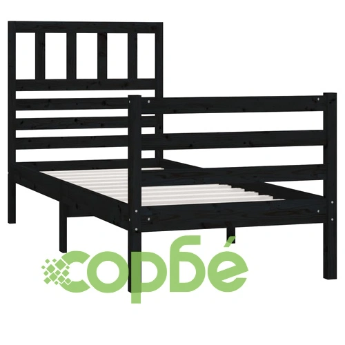 Рамка за легло, черна, масивно дърво, 100х200 см ➤ топ цена ➤ sorbe.bg