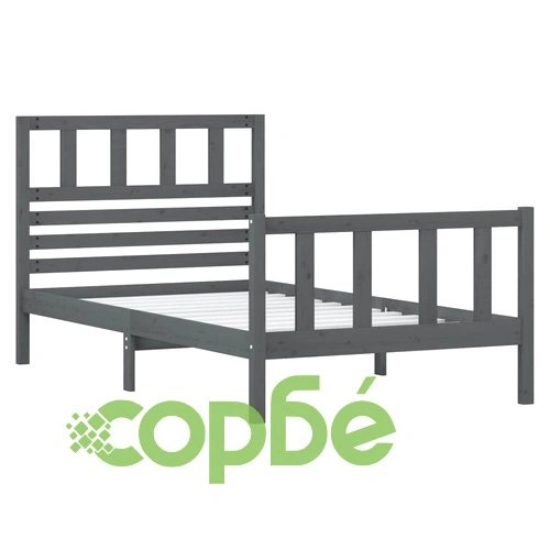 Рамка за легло, сива, дърво масив, 90x190 см, Single ➤ топ цена ➤ sorbe.bg