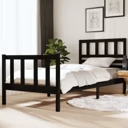 Рамка за легло, черна, масивно дърво, 90x190 см, 3FT Single