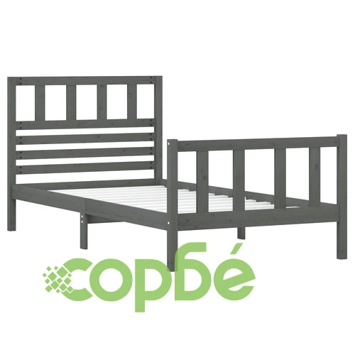 Рамка за легло, сива, масивно дърво, 90х200 см ➤ топ цена ➤ sorbe.bg