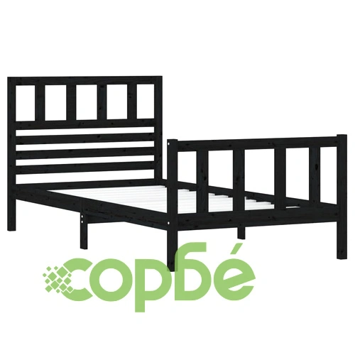 Рамка за легло, черна, масивно дърво, 90х200 см ➤ топ цена ➤ sorbe.bg