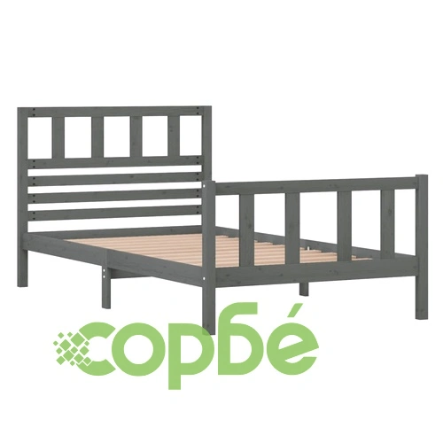 Рамка за легло, сива, масивно дърво, 100х200 см ➤ топ цена ➤ sorbe.bg