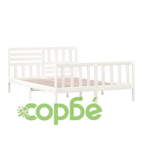 рамка за легло бяло 150x200 см King Size масивно дърво ➤ топ цена ➤ sorbe.bg