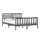 рамка за легло сиво 150x200 см King Size масивно дърво