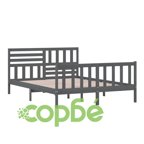 рамка за легло сиво 150x200 см King Size масивно дърво ➤ топ цена ➤ sorbe.bg